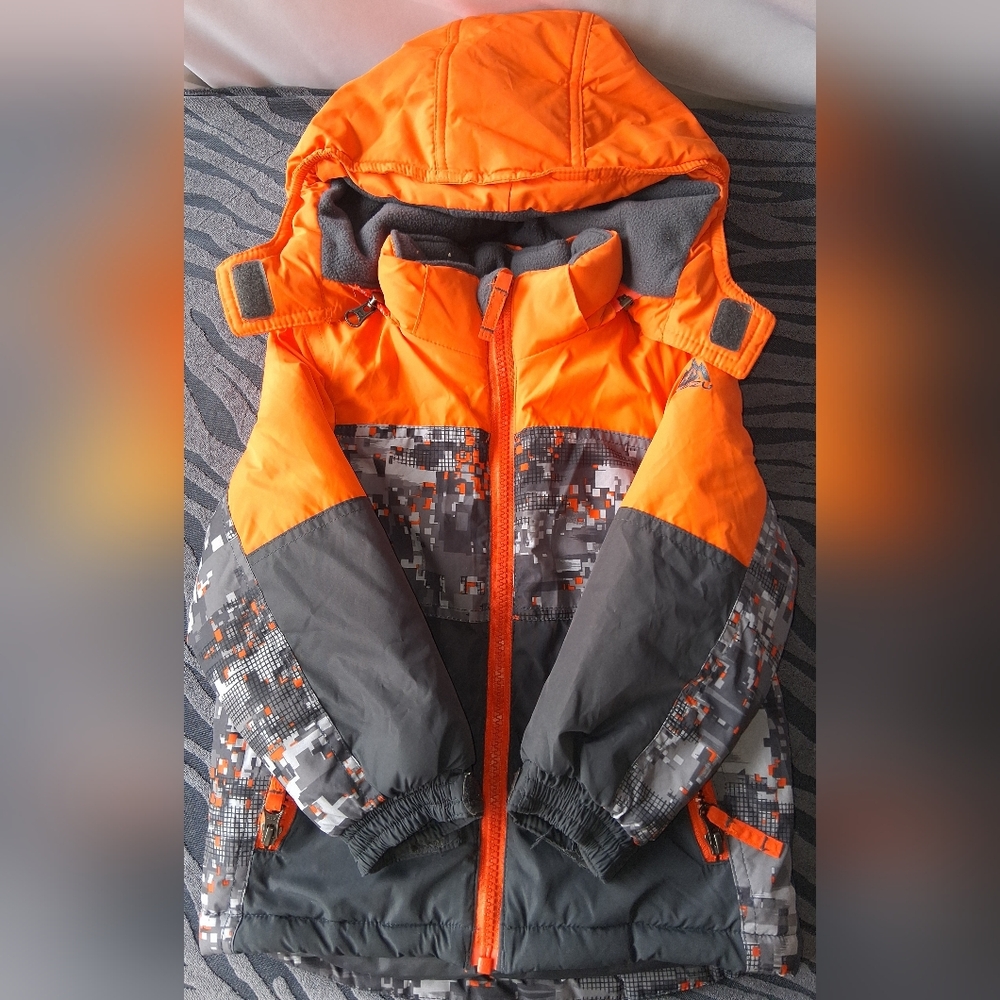 Snozu Boys Orange And Gray Winter Coat 3t